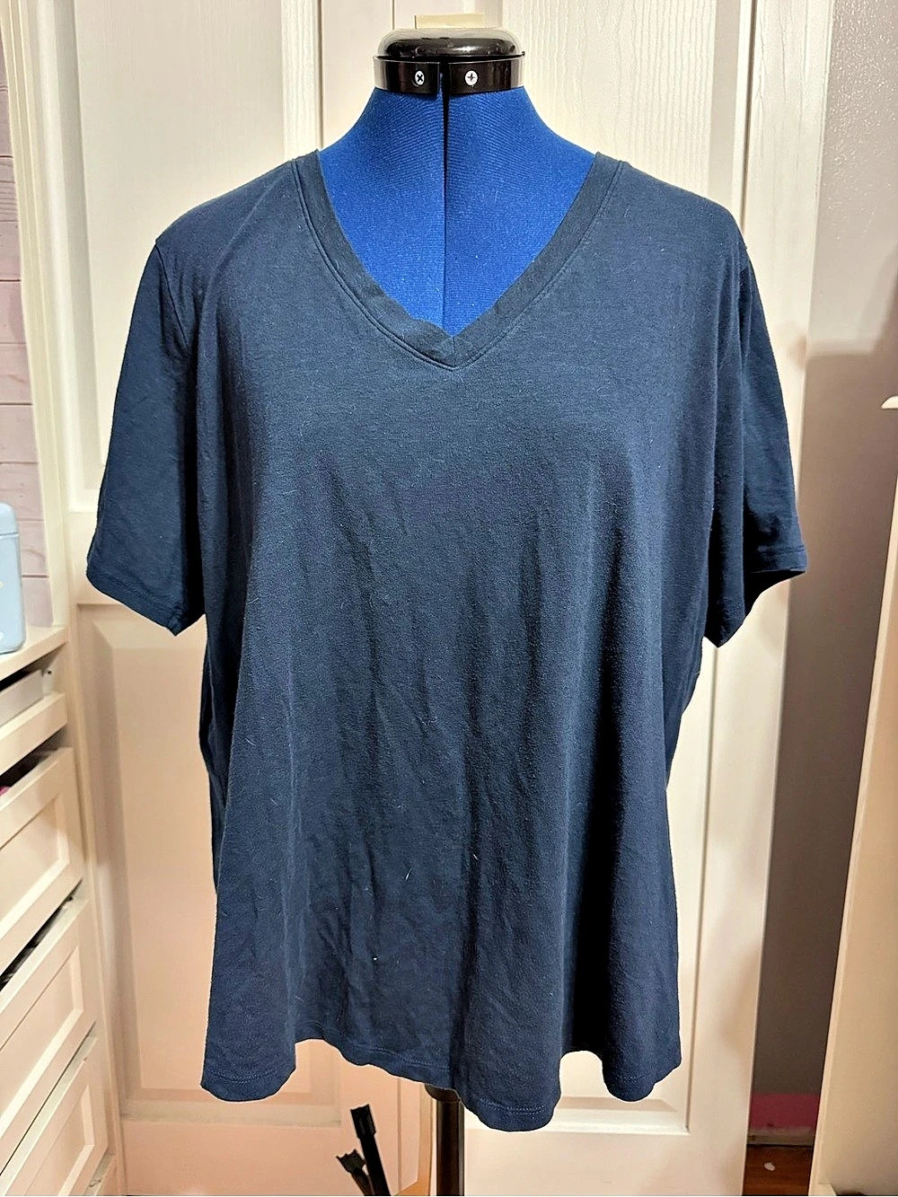 terra & sky Short-Sleeve V-Neck Tee Blue Size 1X